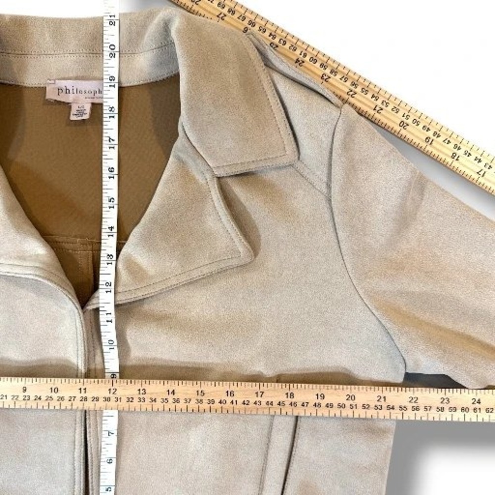 Philosophy‎ Republic Clothing Wms Faux Suede Moto Bomber Jacket Creme Large EUC - Picture 8 of 9